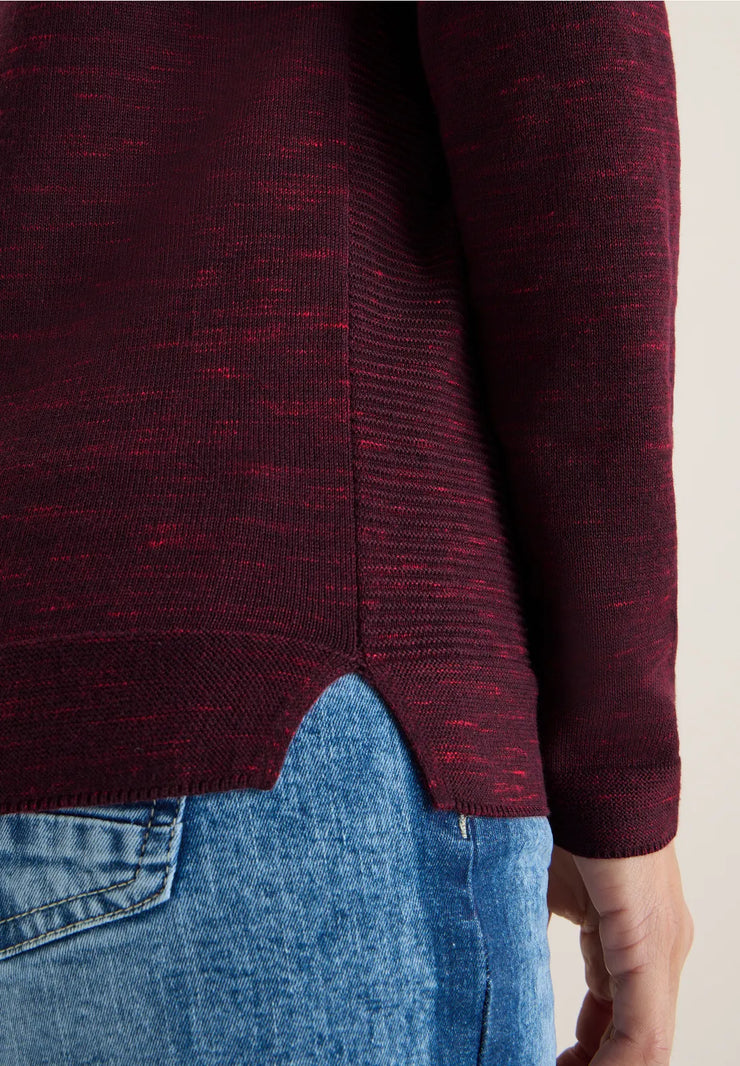 Cecil - Vinröd ribbstickad tröja