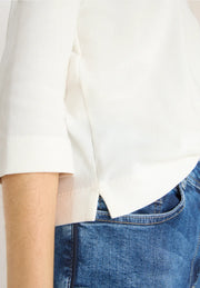 Cecil - Vit ribbad bastopp eko bomull