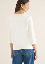 Cecil - Vit ribbad bastopp eko bomull