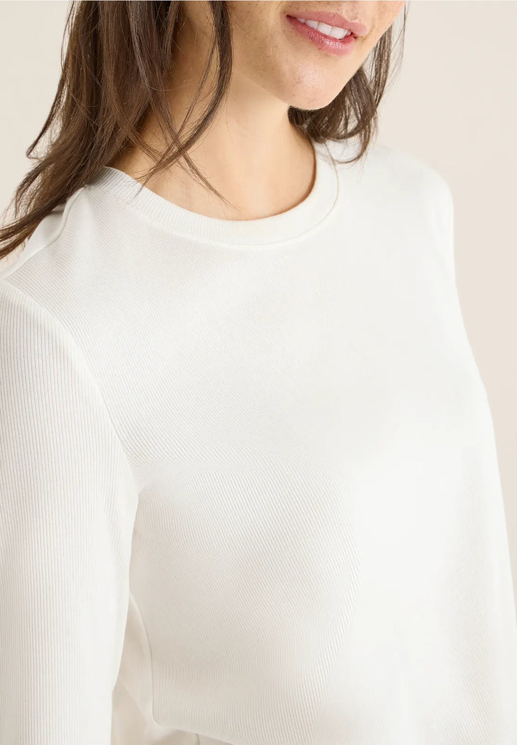 Cecil - Vit ribbad bastopp eko bomull