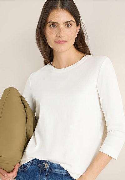 Cecil - Vit ribbad bastopp eko bomull