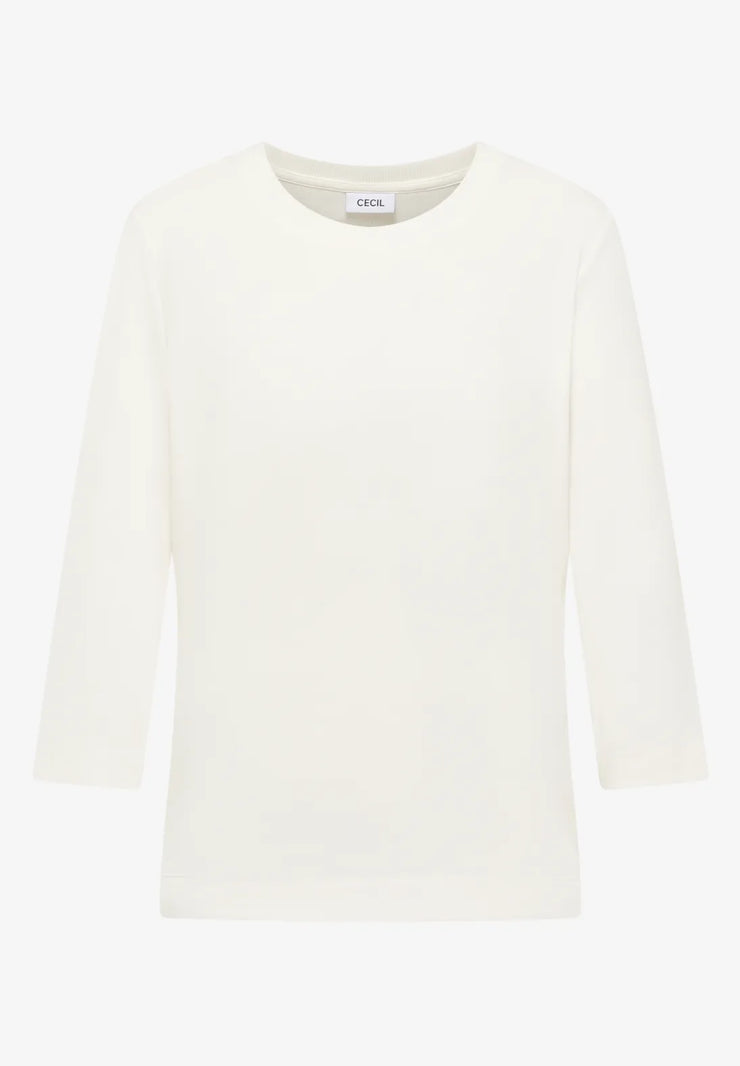 Cecil - Vit ribbad bastopp eko bomull