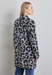 Street One - Grå leopard kofta i jacquard