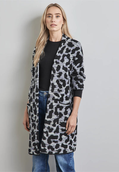 Street One - Grå leopard kofta i jacquard