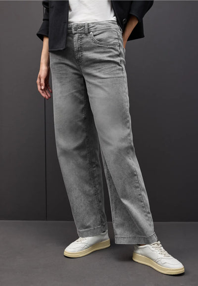 Street One - Grå vida jeans med hög midja