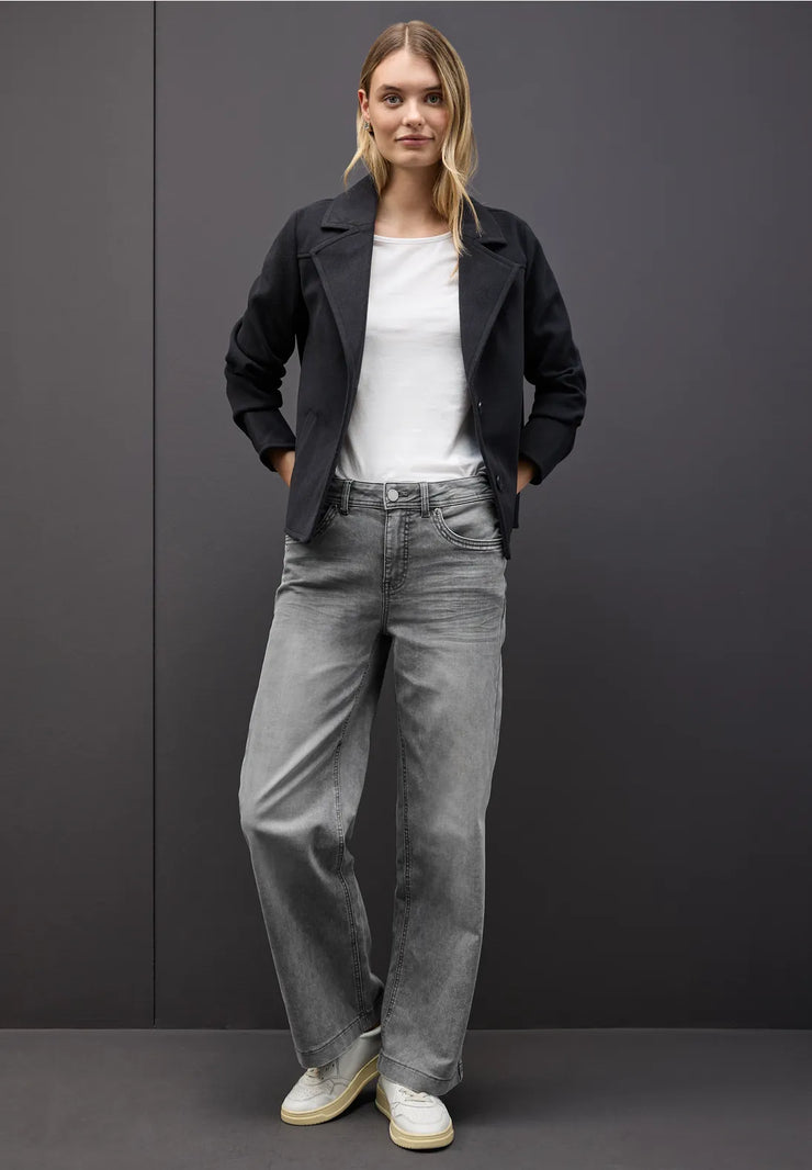 Street One - Grå vida jeans med hög midja