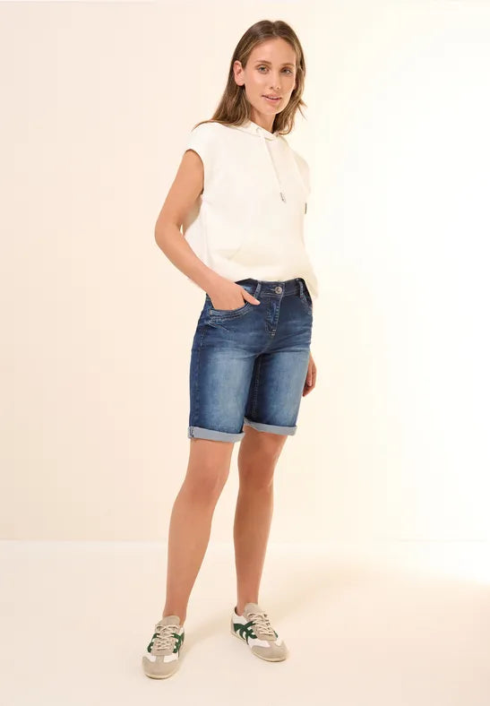 Cecil - Mellanblå jeansshorts Scarlett