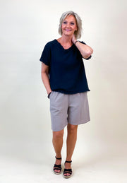 Mix by heart - Taupe shorts i linnemix