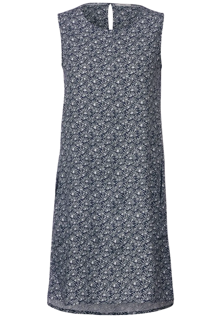 Cecil - Mörkblå blommig klänning