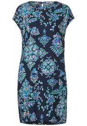 Cecil - Mörkblå ornamentmönstrad klänning