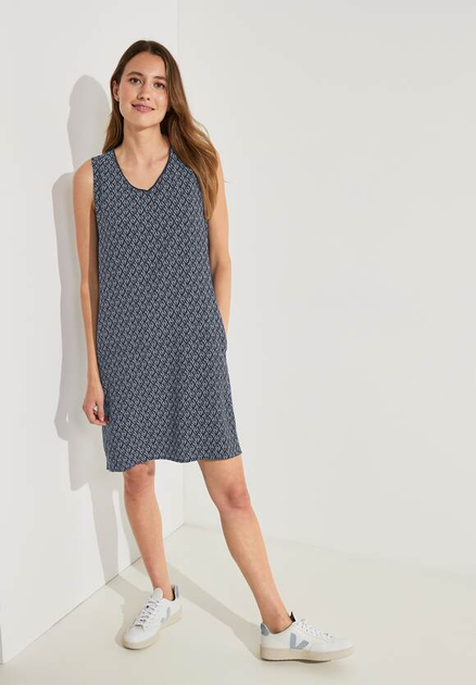 Mörkblå småmönstrad klänning Cecil night sky blue minimal print dress ...