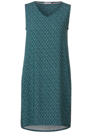 Cecil - Mörkgrön småmönstrad klänning