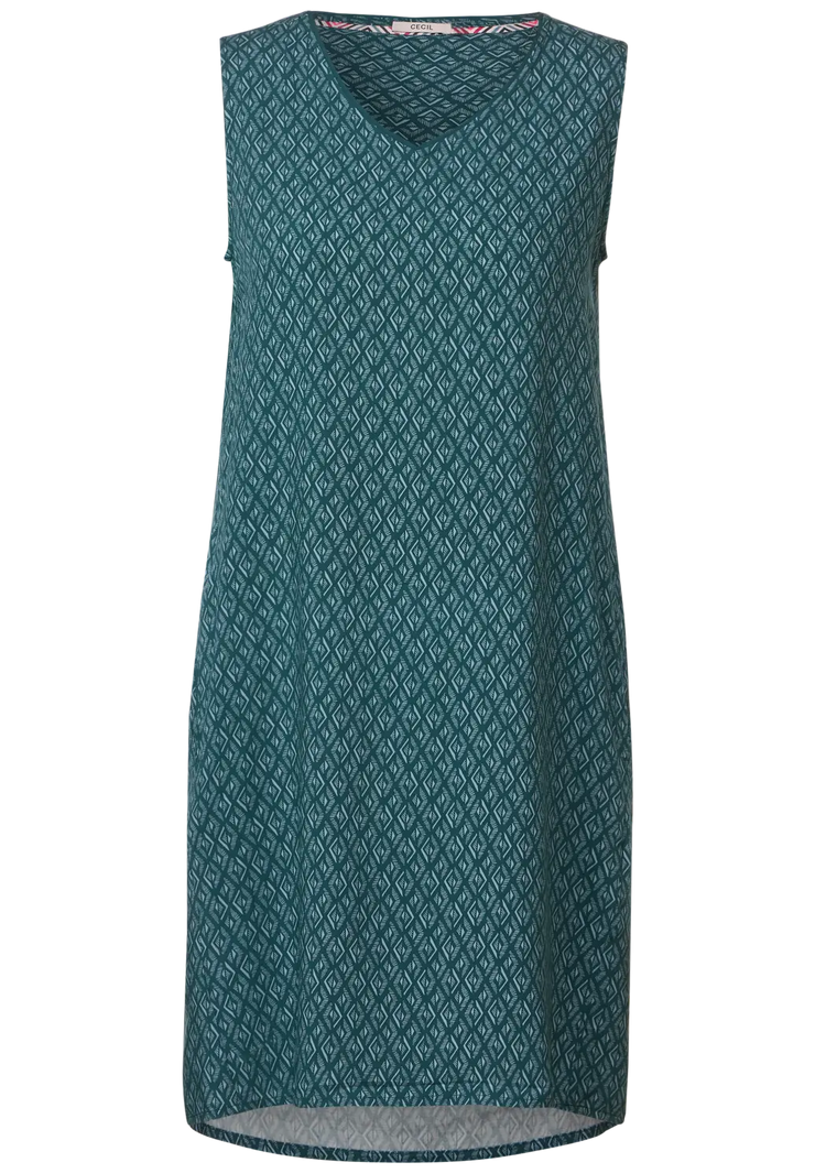 Cecil - Mörkgrön småmönstrad klänning