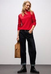 Street One - Röd finstickad polotröja