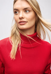 Street One - Röd finstickad polotröja