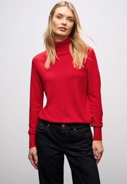 Street One - Röd finstickad polotröja
