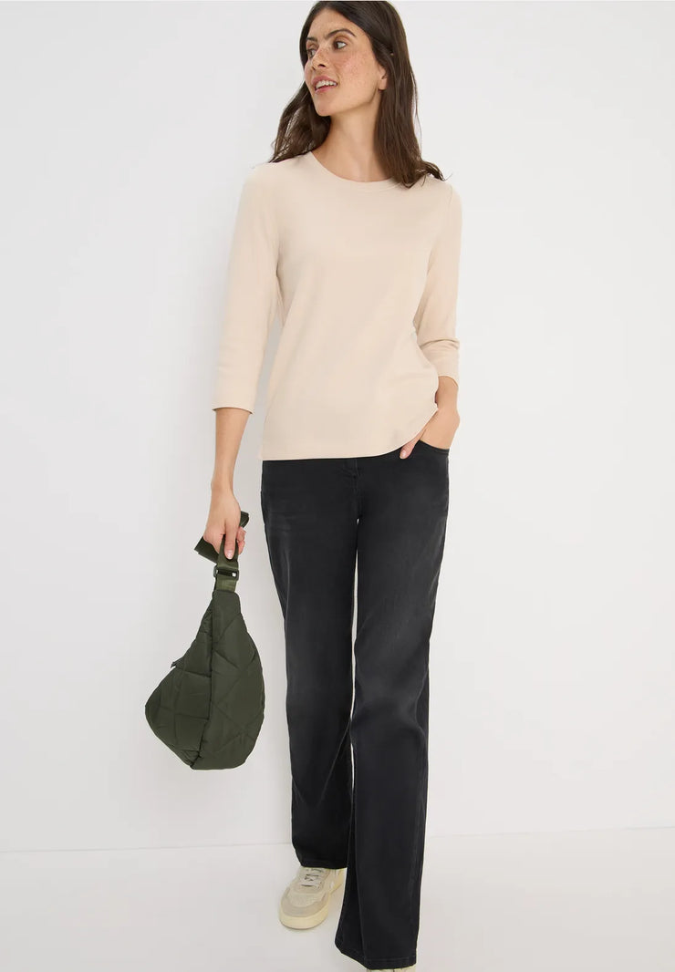 Cecil - Beige ribbad bastopp eko bomull