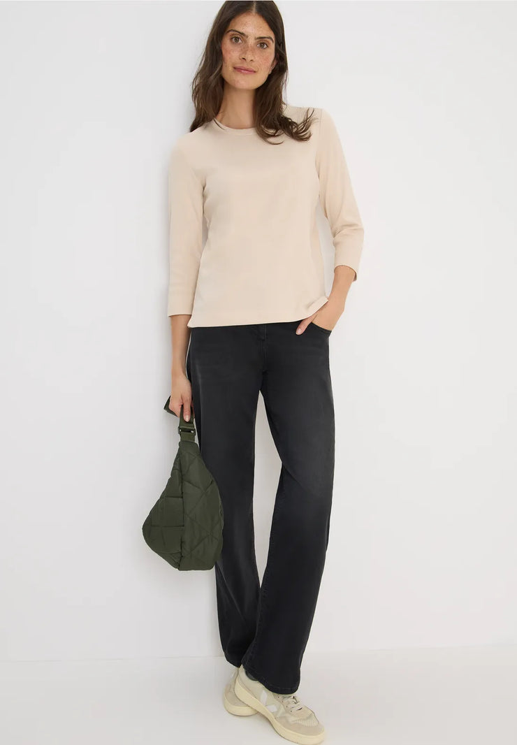 Cecil - Beige ribbad bastopp eko bomull