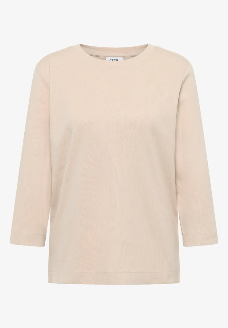 Cecil - Beige ribbad bastopp eko bomull