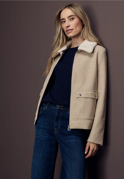 Street One - Beige jacka med avtagbar krage