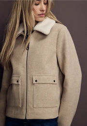 Street One - Beige jacka med avtagbar krage