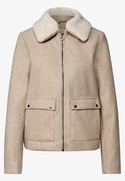 Street One - Beige jacka med avtagbar krage