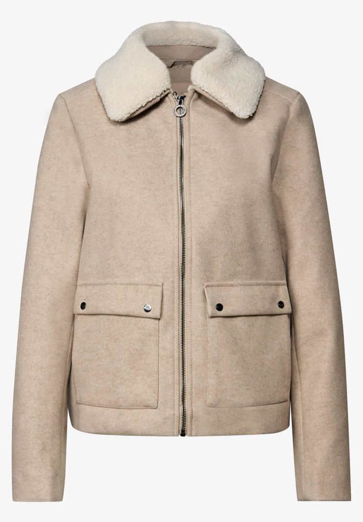 Street One - Beige jacka med avtagbar krage