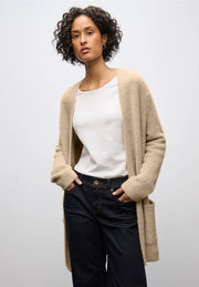 Street One - Beige lång kofta i fjädergarn