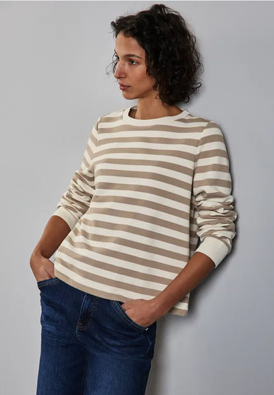 Street One - Beige randig tröja