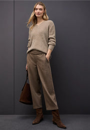 Street One - Beige V-ringad fjädergarnströja