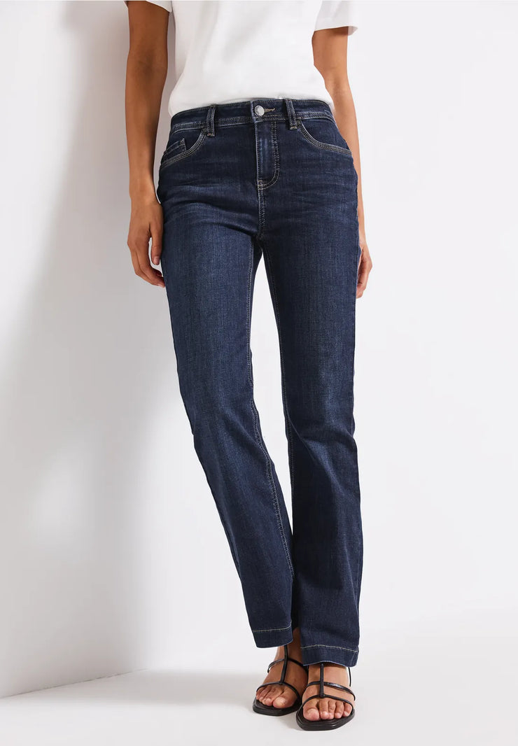 Street One - Blå Bootcut jeans hög midja
