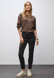 Street One - Hope svart byxa i mocka-look