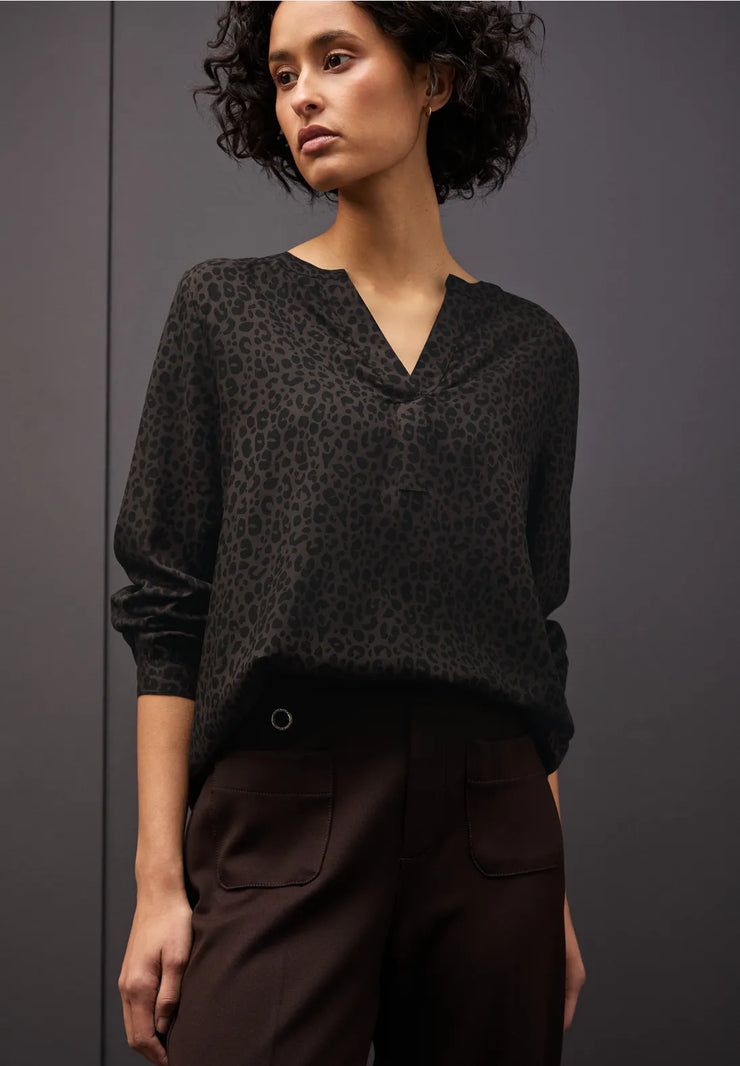 Street One - Brun leopard blus i tunikamodell