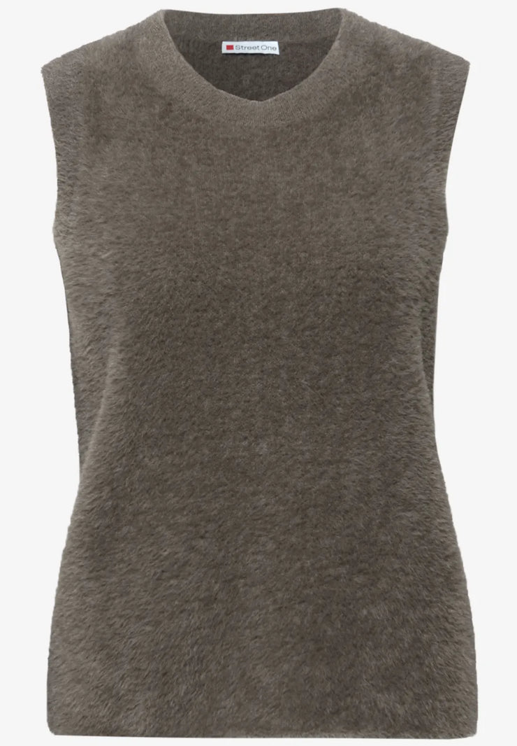 Street One - Brun väst i fjädergarn