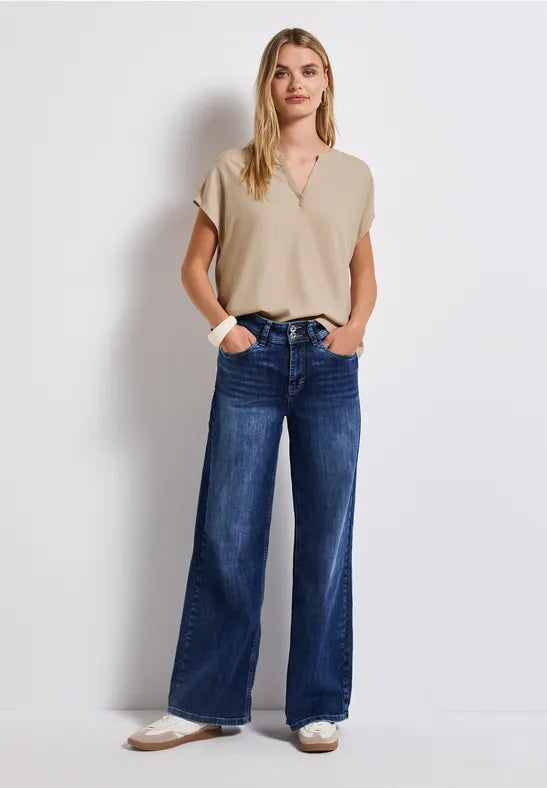 Street One - Beige kortärmad blus