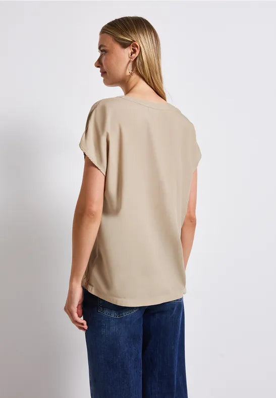 Street One - Beige kortärmad blus