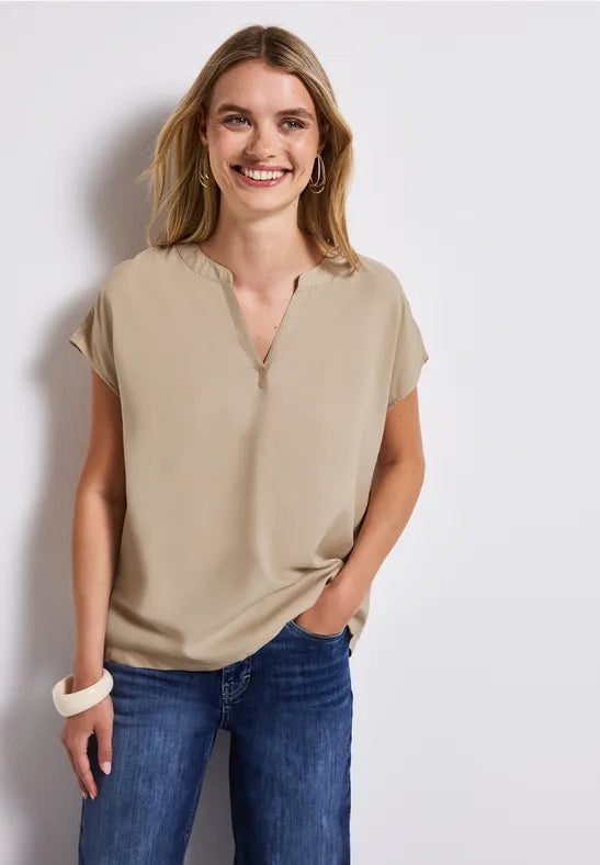Street One - Beige kortärmad blus