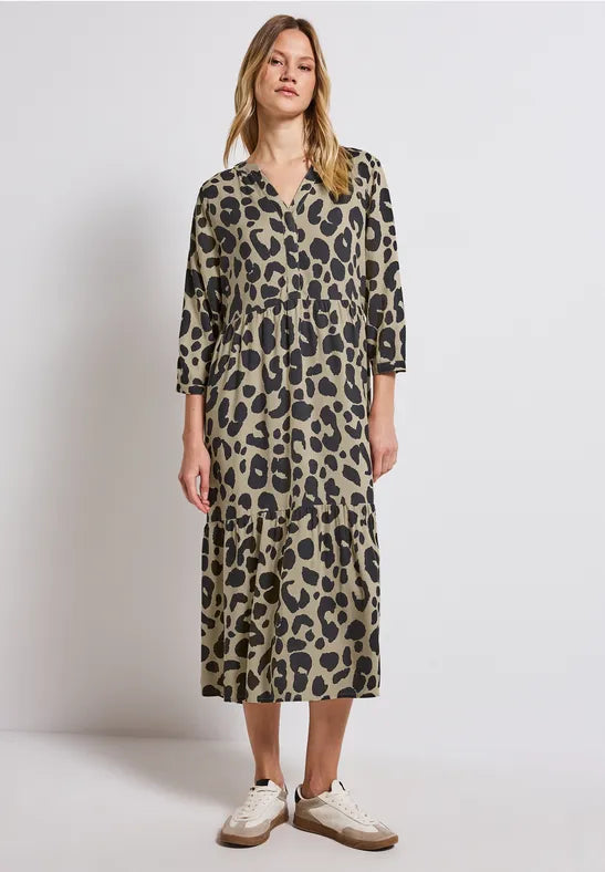 Street One - Beige leopardmönstrad klänning