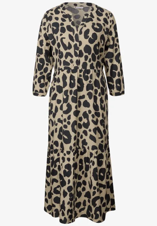 Street One - Beige leopardmönstrad klänning