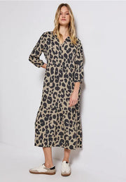 Street One - Beige leopardmönstrad klänning