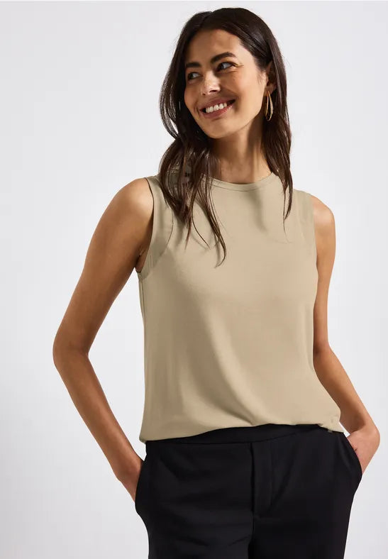 Street One - Beige linne med chiffongärm