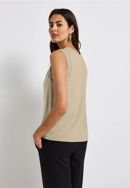 Street One - Beige linne med chiffongärm