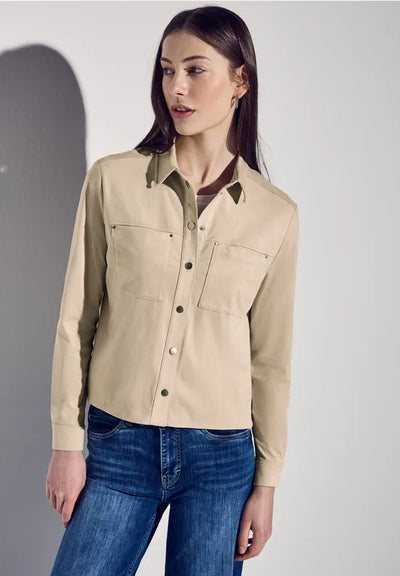 Street One - Beige skjorta i mocka-look
