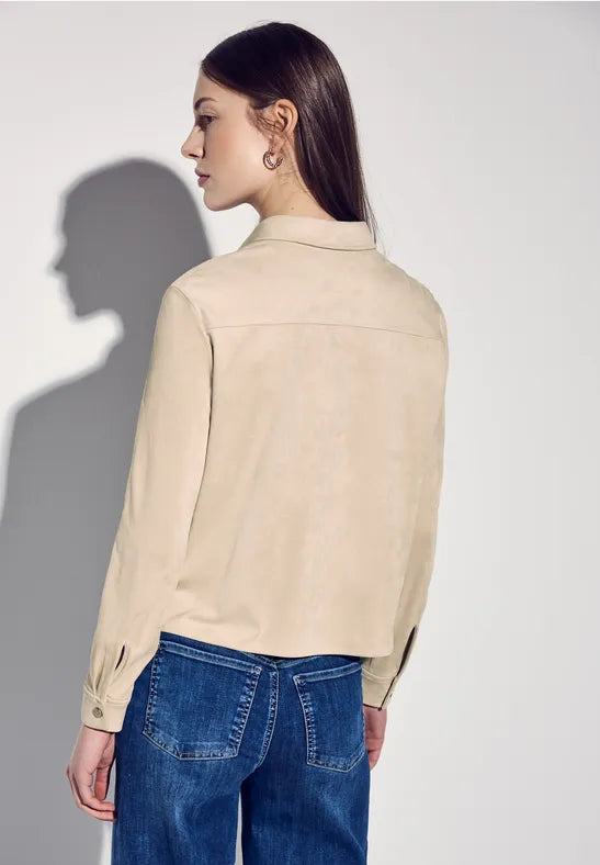 Street One - Beige skjorta i mocka-look