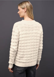 Street One - Crèmevit mönstrad fjädergarnströja