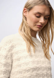 Street One - Crèmevit mönstrad fjädergarnströja