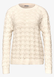 Street One - Crèmevit mönstrad fjädergarnströja