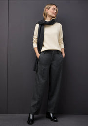 Street One - Crèmevit stickad polotröja