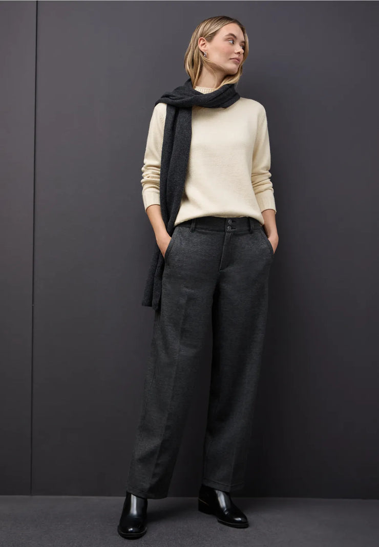 Street One - Crèmevit stickad polotröja