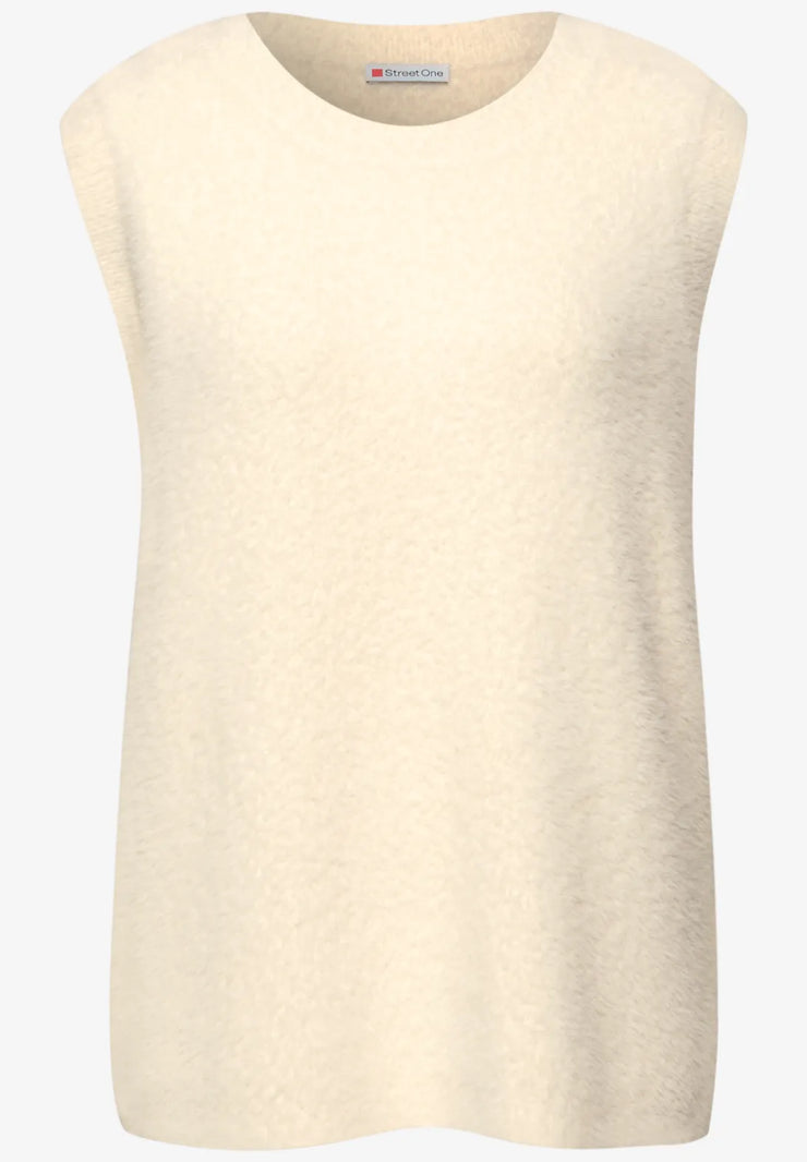 Street One - Crèmevit väst i fjädergarn
